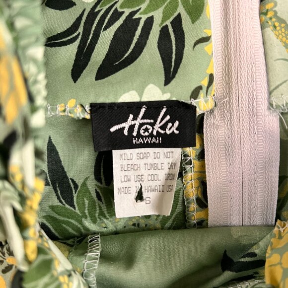 Vintage Hoku Hawaii Hibiscus Green Traditional Muumuu Dress Sz S - Picture 8 of 12